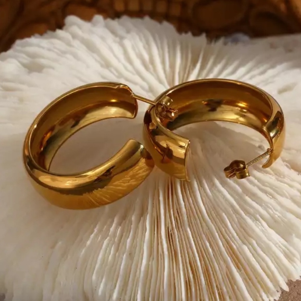 NEW ELEGANT 18K GOLD HOOP EARRINGS, NICE EARRINGS, CUTE EARRINGS - Picture 4 of 6